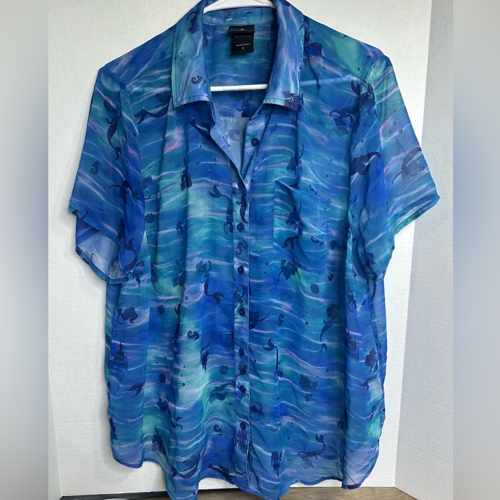 DISNEY LITTLE MERMAID CHIFFON BUTTON DOWN SHIRT: TORRID SIZE 1